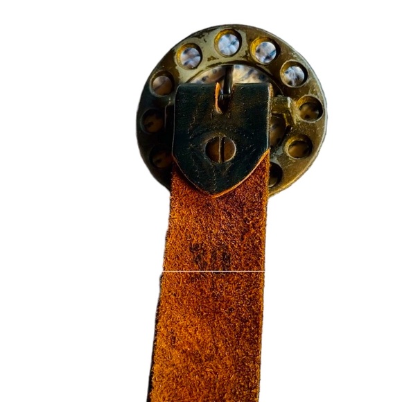 Old Stud Belt Dark leather with slight Blue tint Hand embossed - Picture 7 of 7